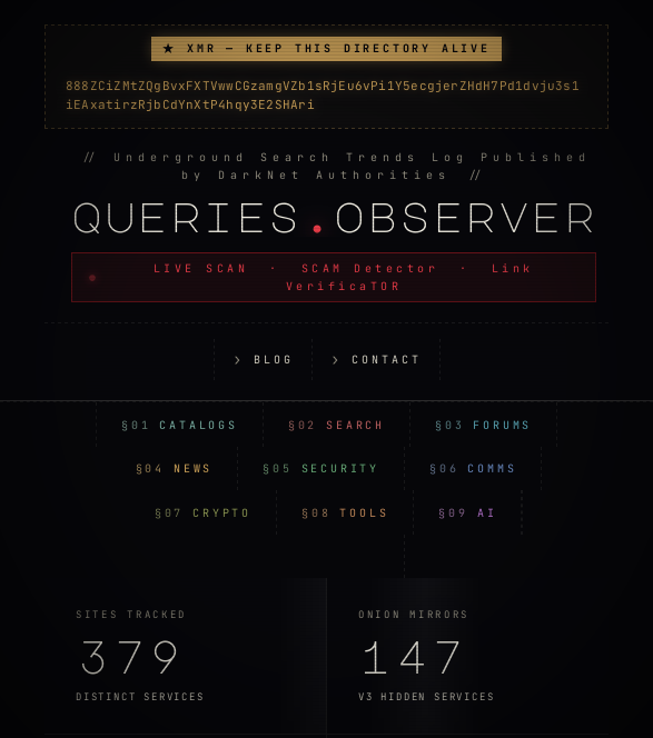 queries.observer — TOR search log thumbnail